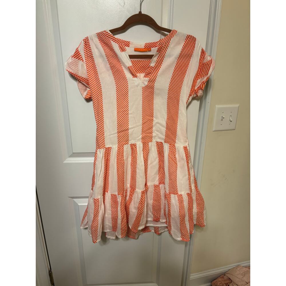Oliphant Orange & White Striped Tiered Mini Dress